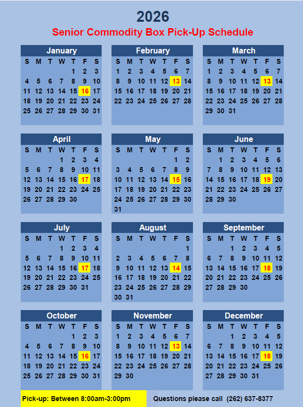 CSFP Schedule 2026