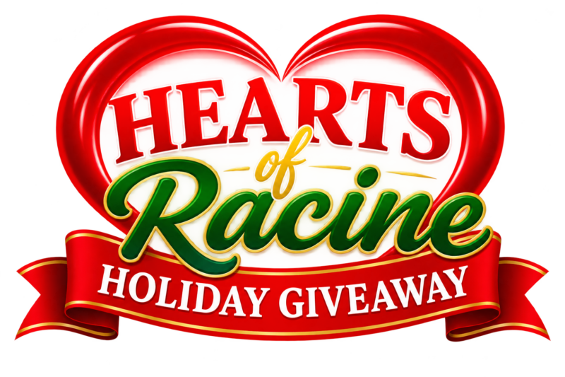 Glossy Holiday Hearts Of Racine Logo